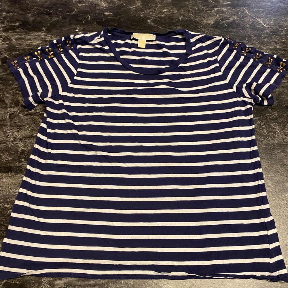 Michael Kors Navy & White Striped Tee